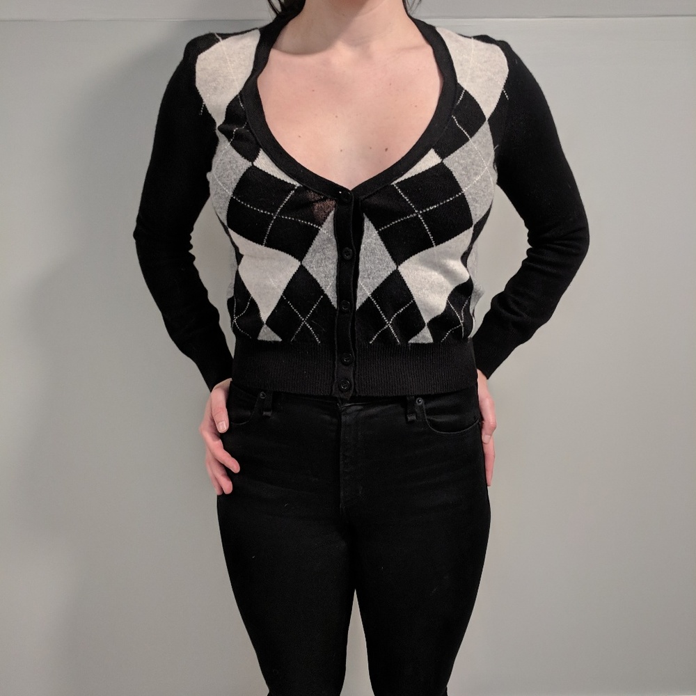 Cashmere argyle cardigan